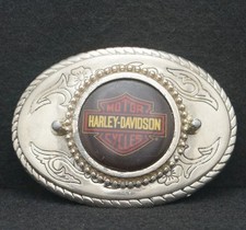 WE07167 VINTAGE 1970s  HARLEY-DAVIDSON MOTORCYCLES  ADVERTISEMENT BELT BUCKLE