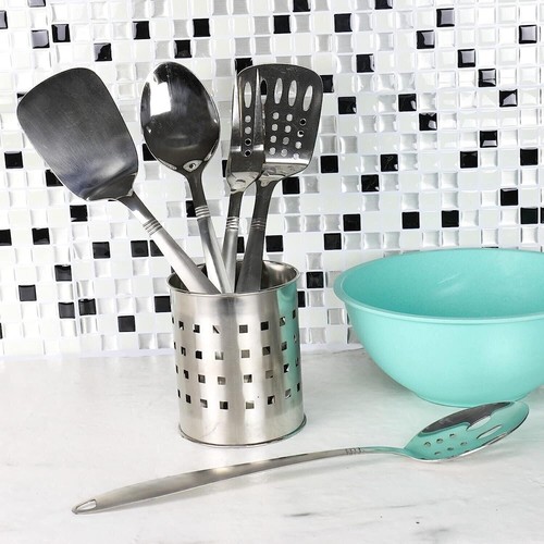 6pc Stainless Steel Kitchen Cooking Tool Set - Turner Basting Spoon Fork Ladle - Picture 2 of 4