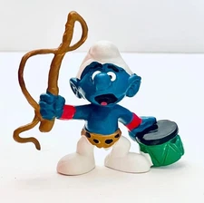 Lion Tamer Smurf Figure 20115 Vintage 1970s Smurfs Toy Smurf PVC Figurine NICE