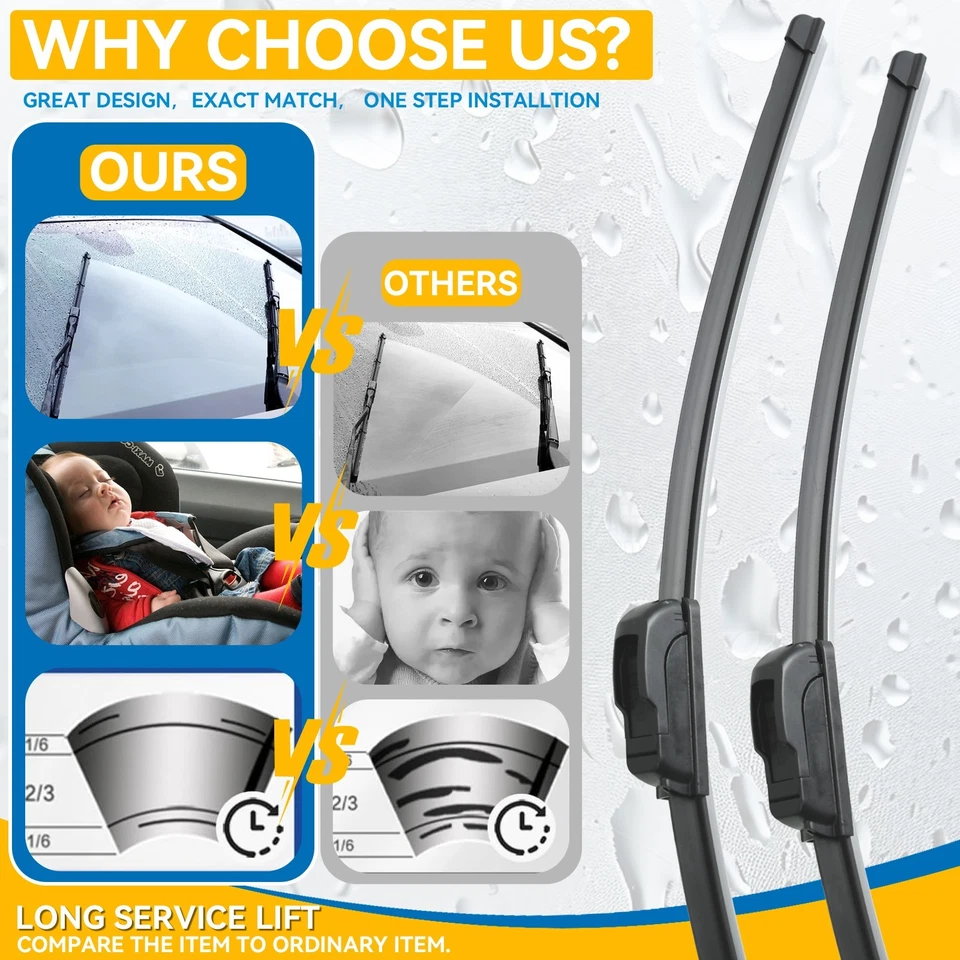 Комплект из 2 лопастей стеклоочистителя переднего лобового стекла для Lexus RX450H RX350 2007-2015 26 дюймов 22 дюйма - Изображение 2 из 4