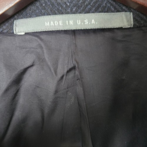 Hickey Freeman Peak Lapel Overcoat 44L Wool Cashmere Blue Herringbone Ticket Pkt - Picture 10 of 23