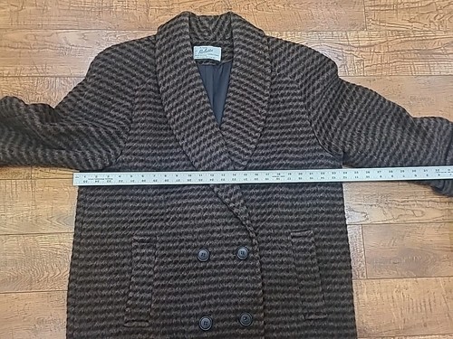 Cappotto lana multicolore vintage A. Sachs Perlette lungo doppiopetto made in USA 2XL - Foto 4 di 11