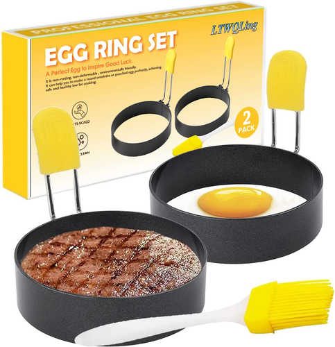 4 Inch Large Egg Rings for Frying Eggs, 2 Pack Stainless Steel Egg Cooking Rings - Picture 9 of 12
