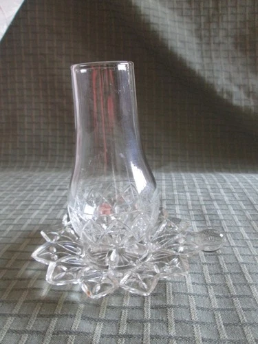 Vintage Federal glass petal candle holder hurricane lamp