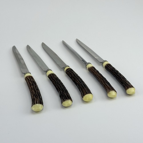 Vintage Steakmesser Set | Hirschhorn-Optik | OVP | 5 Originalmesser - Picture 20 of 20