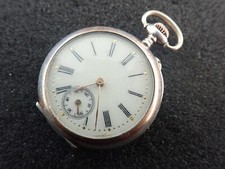 VINTAGE 35MM SWISS OPEN FACE POCKET WATCH WITH .800 SILVER CASE - RUNNING