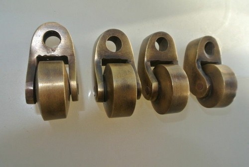 4 solid Brass foot castors wheel for chairs tables BED old style small screw B - Bild 13 von 18