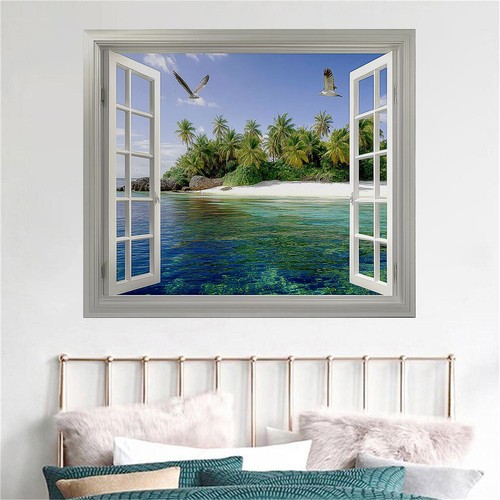 Nature Mountains Waterfall Trees 3D Scene Window Sticker Wall Poster Vinyl - Picture 10 of 36