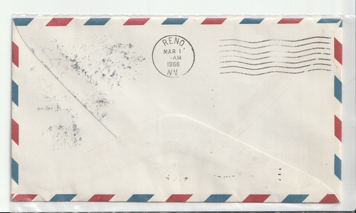 AIR MAIIL COVER FIRST JET FLIGHT AM 105 LAS VEGAS NEV TO RENO MARCH 1 1966 - Picture 2 of 2