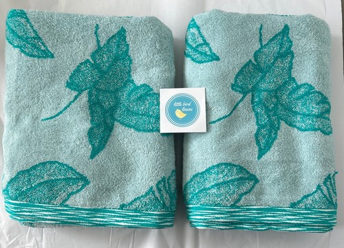 Set of TWO Yves Delorme LECAP Bath Towels Turquoise Green 28 x 55 New France - Picture 12 of 14