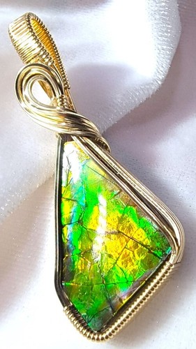 Multicolor Canadian Ammolite Pendant 14K Gold Filled - Picture 13 of 14
