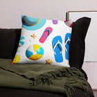 New Pillow Cover Beach-vibe Coastal Tropical Flip Flop 3 Sizes Hidden Zipper