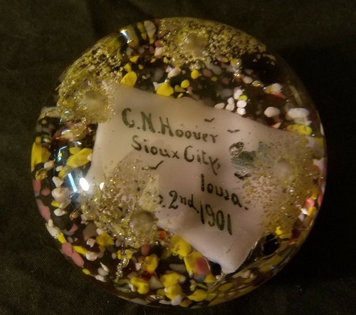 Sioux City IOWA 1901 ART GLASS Paperweight ADVERTISING C.N. HOOVER Banker? HEAVY - Picture 6 of 8