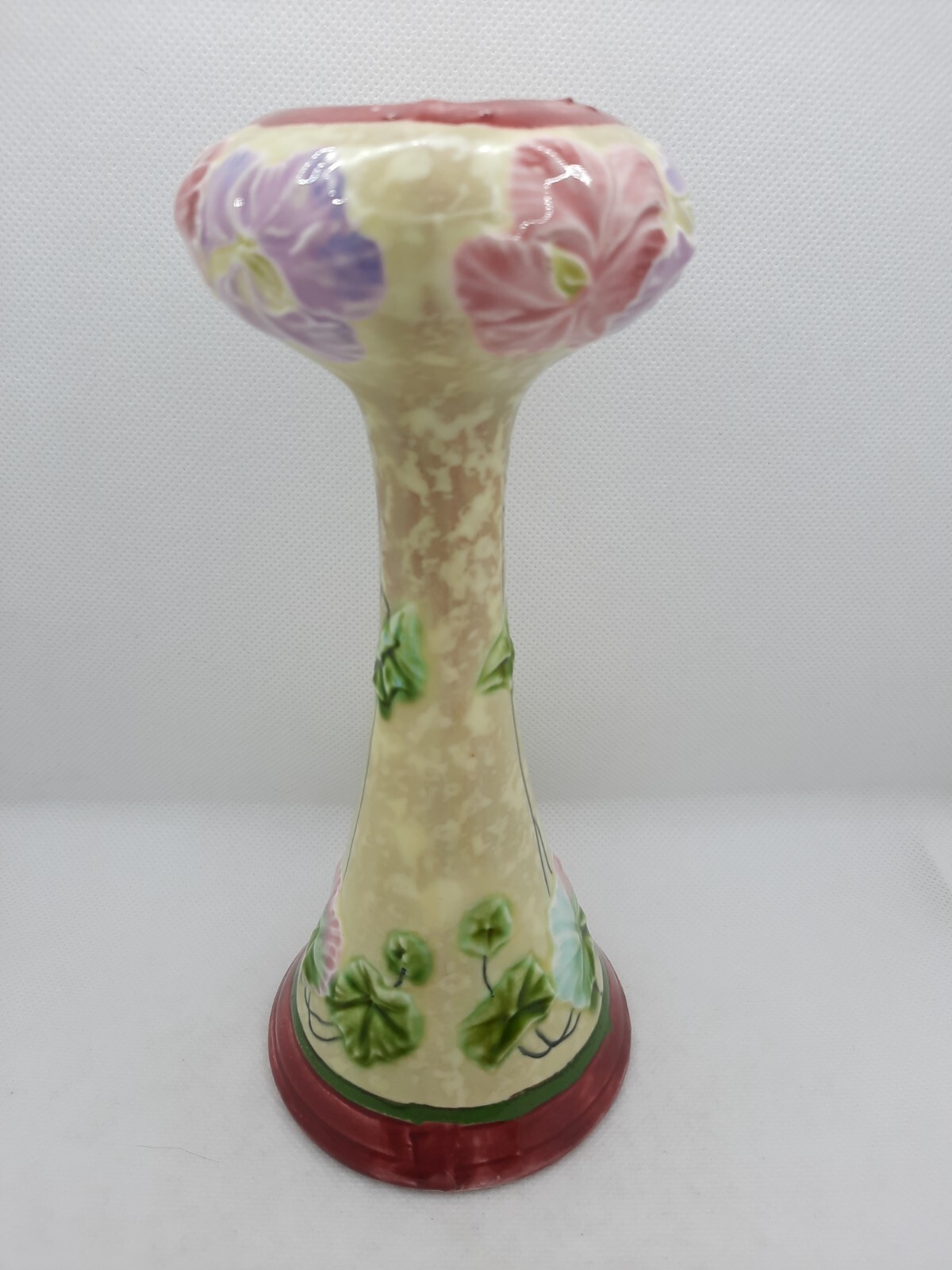 Royal Dux Bohemia Hand Painted Floral Waisted Vase Acorn Logo 7.5" Tall