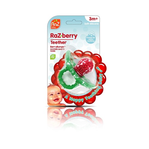 RaZbaby RaZberry Silicone Baby Teether Toy - Berrybumps Soothe Babies Sore Gu... - Picture 8 of 10