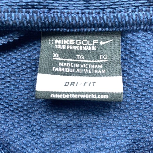 Nike Golf Polo Shirt Men's XL Dri fit Navy Company Logo Embroidered Textured - Picture 3 of 11