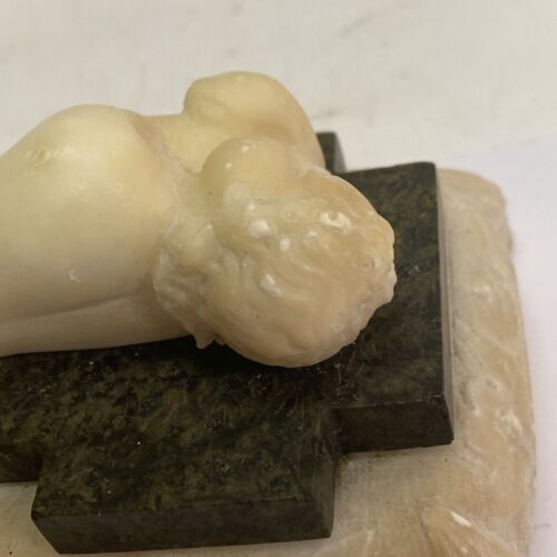 ANTIQUE CARVED MARBLE AND ALABASTER BABY JESUS CHRIST CROSS PAPERWEIGHT FIGURE - Picture 8 of 12