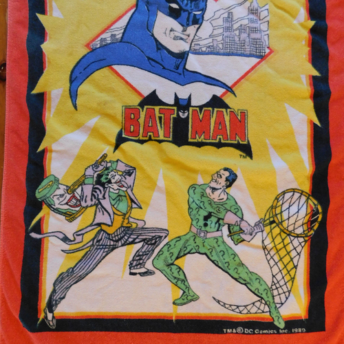 VTG Batman And Robin Bath Beach Towel 1989 DC Comics Superhero 29.5"x55.5" - Picture 6 of 14