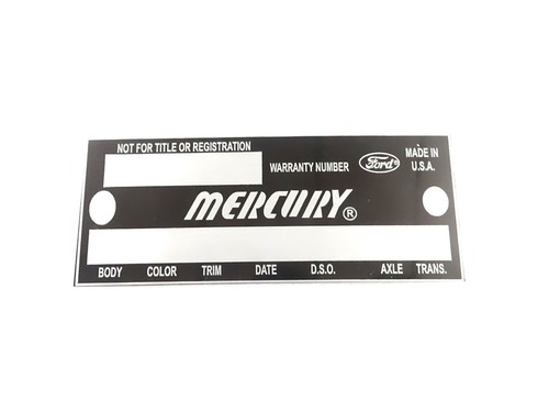 PLACA DE DATOS SE ADAPTA A LA PLACA DE GARANTÍA VINTAGE MERCURY COUGAR 1967-69 #V423-8 - Imagen 5 de 7