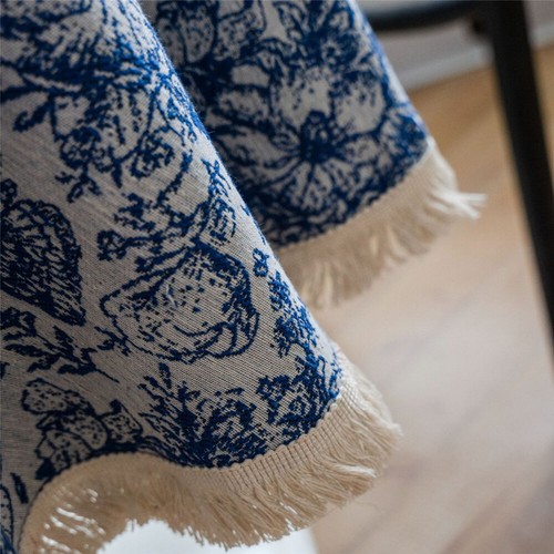 Round Tablecloth Vintage Print Tassel Tea Table Cloth Cover Dining Kitchen Decor - Picture 27 of 58