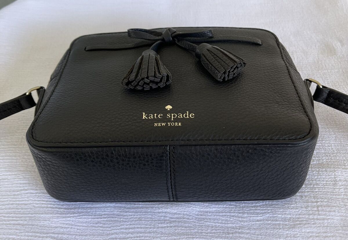 289 Kate Spade Hayes Street ARLA Black Pebbled Leather Camera Crossbody Bag EUC eBay