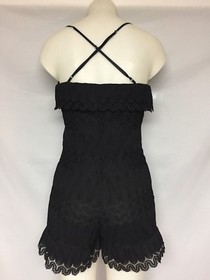 Guess Vita Mixed-Lace Ruffled Romper Jet black NWT W72D38R5YYO