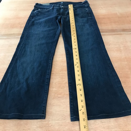 7 For All Mankind Dojo Flare Leg Trouser Jeans Women 29 Blue Low Rise Dark Wash - Picture 8 of 15