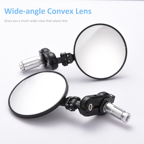 Universal 7/8" Handle Bar End Rearview Side Mirrors for Motorcycle Honda Yamaha - Picture 8 of 14