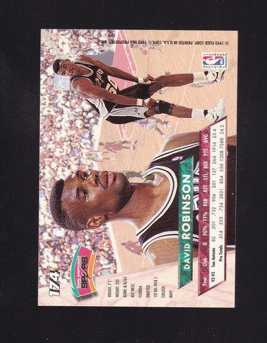 1993-94 Fleer Ultra David Robinson #174 San Antonio Spurs - Picture 2 of 2