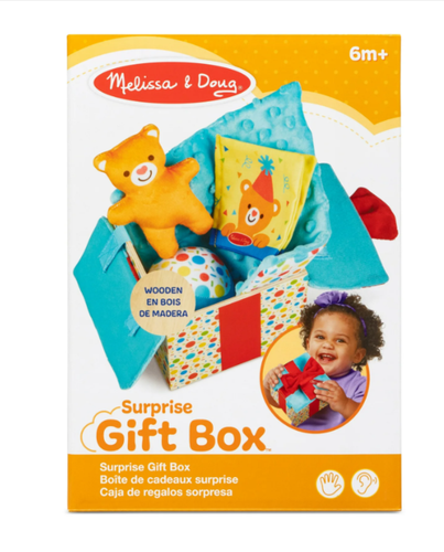 Melissa & Doug Wooden Surprise Gift Box w/ Peekaboo Mirror Infant Toy 5pc New