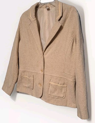 Old Navy Womens Blazer XXL Beige Wool Blend Pockets Coastal Career - Picture 2 of 10