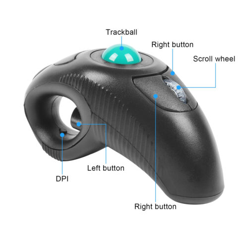 Wireless Trackball Mouse 2.4GHzWired Thumb-Controlled Digital Mouse 10M Handheld - Picture 2 of 26
