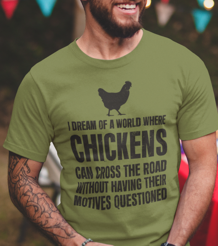 Funny Chicken Crossing The Road Funny Humor Sarcastic T shirt - Picture 11 of 11