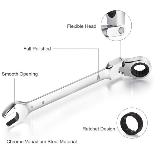 20 Pcs/set Professional  Ratcheting Combination Wrench Standard Set, SAE/Metric - Bild 6 von 10