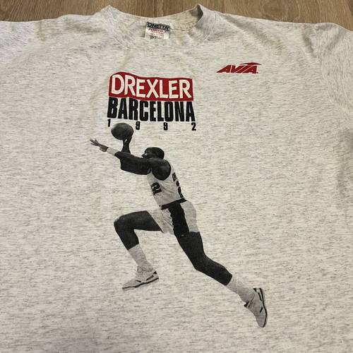 Vintage 1992 Barcelona Olympics Clyde Drexler Avia Dream Team NBA T-Shirt XL USA - Picture 3 of 5