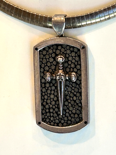 Sterling Silver Masonic Knights Templar Sword Dog Tag Pendant Necklace Chain 45g - Picture 4 of 14