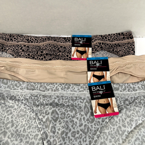 NEW Bali 3 Pairs One Smooth U Bikini Panties 2XL/9 Multi-Color DFMMBK NWT - Picture 2 of 3