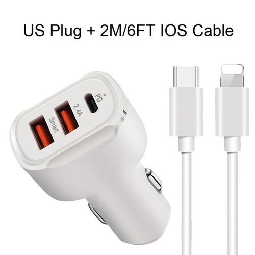 30W PD + QC3.0 Caricabatteria Rapido Auto Adattatore di Alimentazione 6ft Cavo per iPhone 13 12 Pro Max - Foto 20 di 20