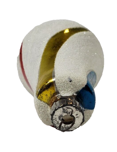 Vintage Glas gestreift Wirbel beflockt Glitzer Glocke Weihnachtsschmuck - Bild 13 von 17