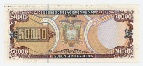 Ecuador 50000 Sucres 2-6-1997 Pick 130.a aUNC Almost Uncirculated Banknote - Picture 2 of 2