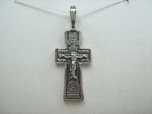 Cross Pendant Jesus Christ Crucifix Prayer Faith Amulet 925 Sterling Silver - Picture 4 of 16