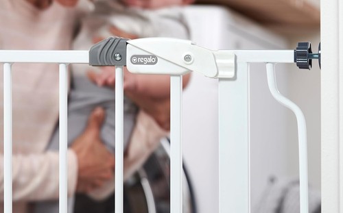 Regalo Extra Tall Easy Step Metal Walk Through Baby Gate 36 in Tall - White - Picture 7 of 13