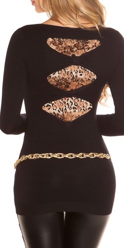 Sexy Women Long V Rhinestone Sweater Leopard Lace Back Pullover Fine Knit XS/S - Picture 10 of 62