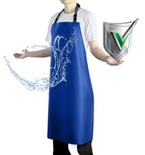 Waterproof Apron with Comfortable Adjustable Bib Rubber Vinyl Dishwasher Blue