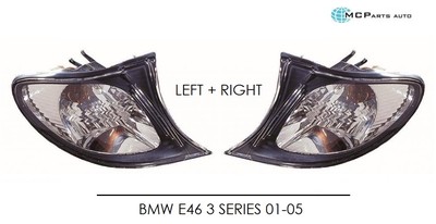 BMW E46 4 y 5 puerta 01-05 Claro Con Negro Envolvente Delantero Luces Indicadoras Par