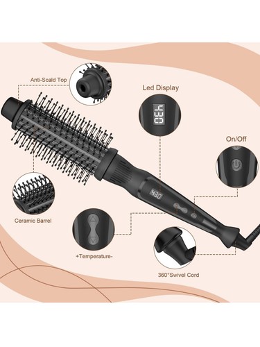 Thermal Brush 1.5 Inch, Ceramic Tourmaline Heated Hot Brush Ionic Curling Iron - Picture 6 of 6