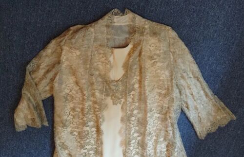 VTG Original by Victoria Women's Sz 20/22 Beige Embellished Trim Gown & Cover Up - Picture 4 of 24