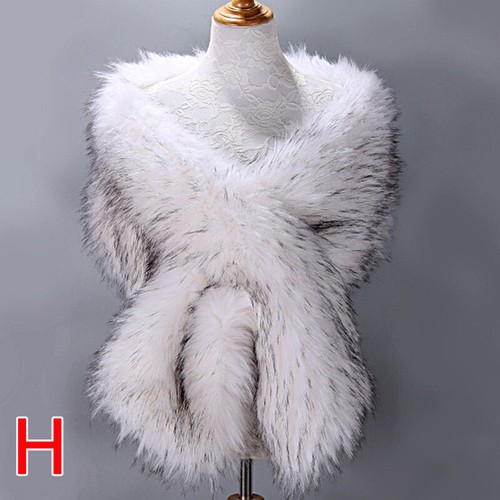 Women Fancy Faux Fur Dhawl Wrap Elegant Bridal Wedding Fur Wrap Stole Scarf - Picture 15 of 20