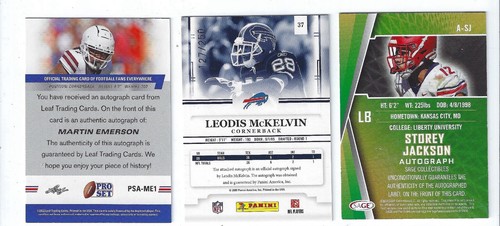 3 Football Autos: Martin Emerson, Leodis McKelvin, Storey Jackson - Picture 2 of 2