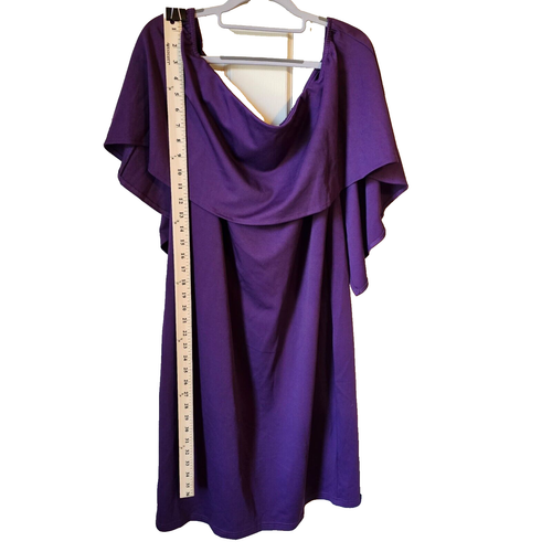 GRACE KARIN Women’s Sz 2XL Purple Sheath with "cape" overlay -wedding / cocktail - Picture 6 of 9